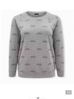 torrid Grey Crewneck Sweatshirt with Embroidered Star Motif